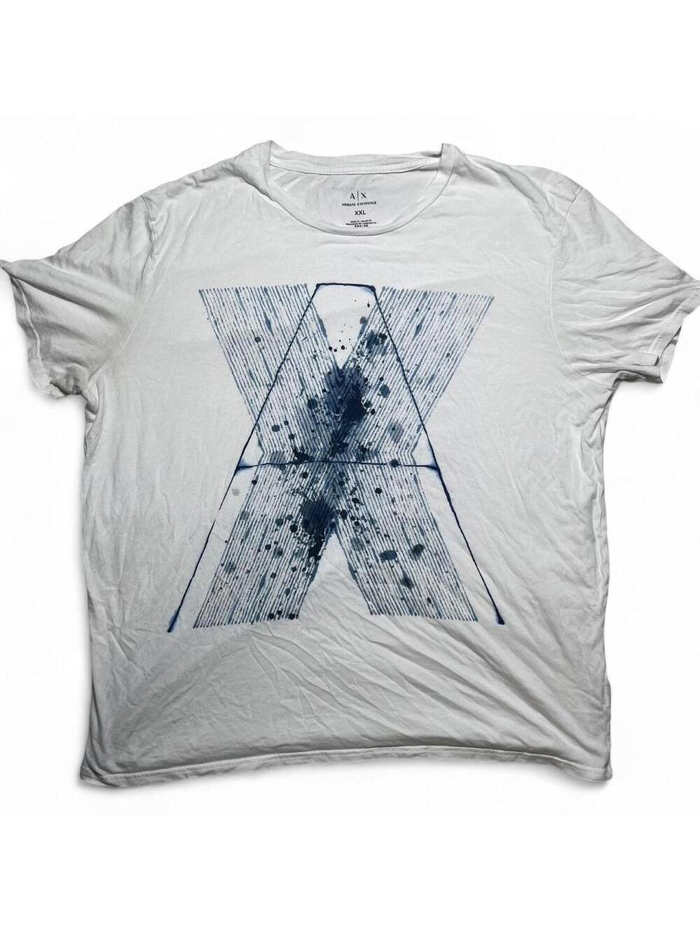 Armani Exchange Paint Splatter Graphic Logo T-Shirt Size XXL